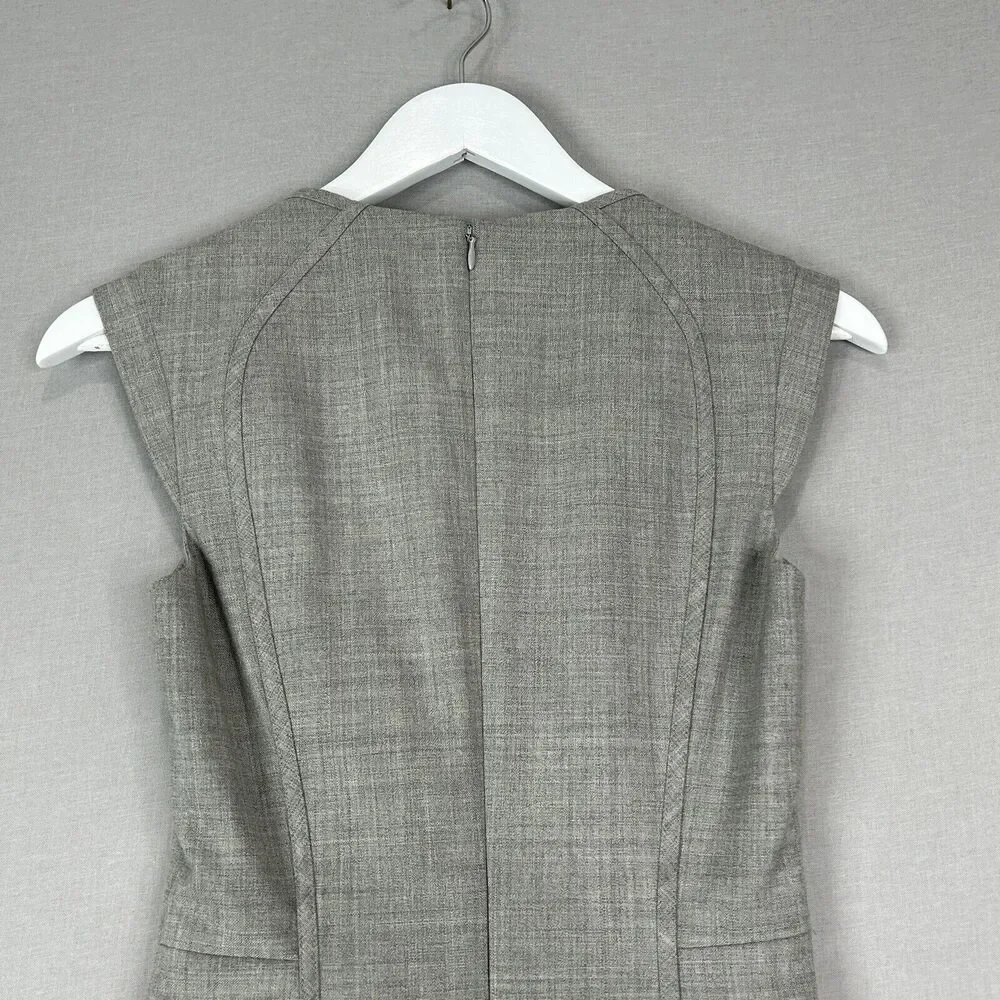 Reiss Rimini Tailored‎ Sheath Dress Womens 0 Gray Wool Blend Office Career Work